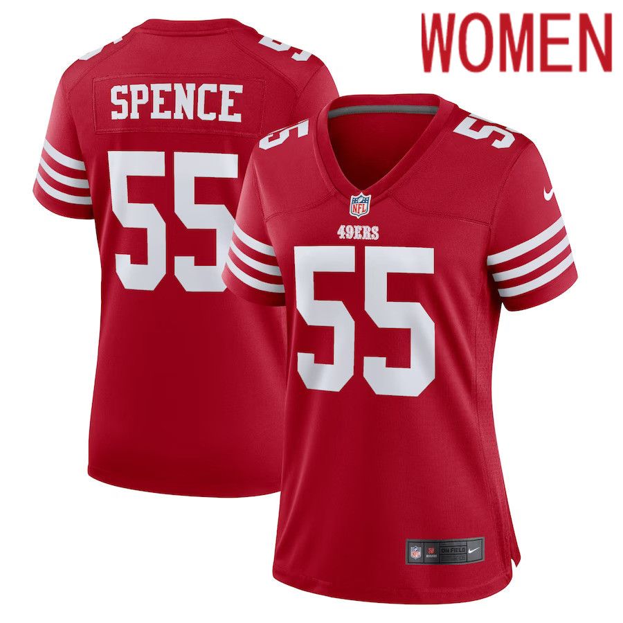 Women San Francisco 49ers #55 Akeem Spence Nike Scarlet Home Game Player NFL Jersey->women nfl jersey->Women Jersey